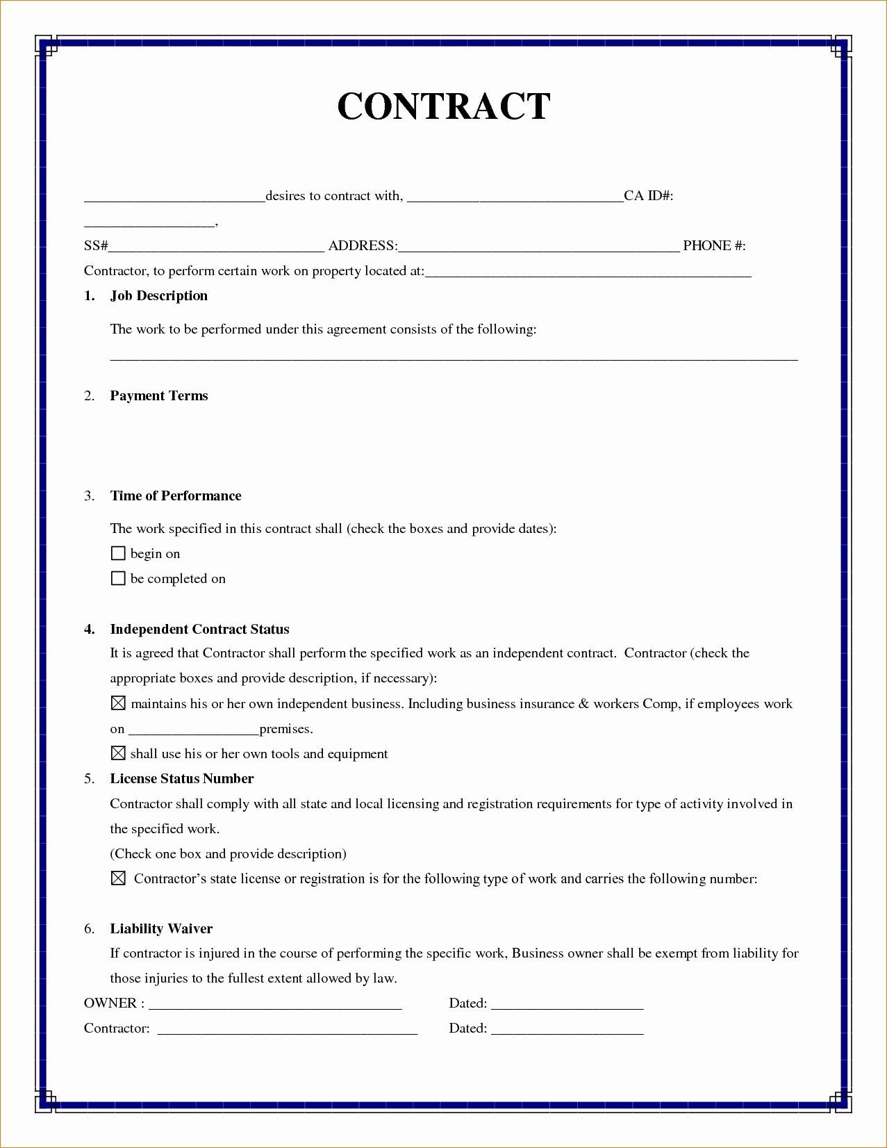Service Contract Template Doc Unique Simple Contract Agreement