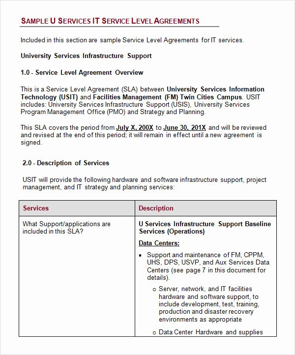 Service Level Agreement Pdf Elegant Free 17 Sample Service Level Agreement Templates In Pdf Word