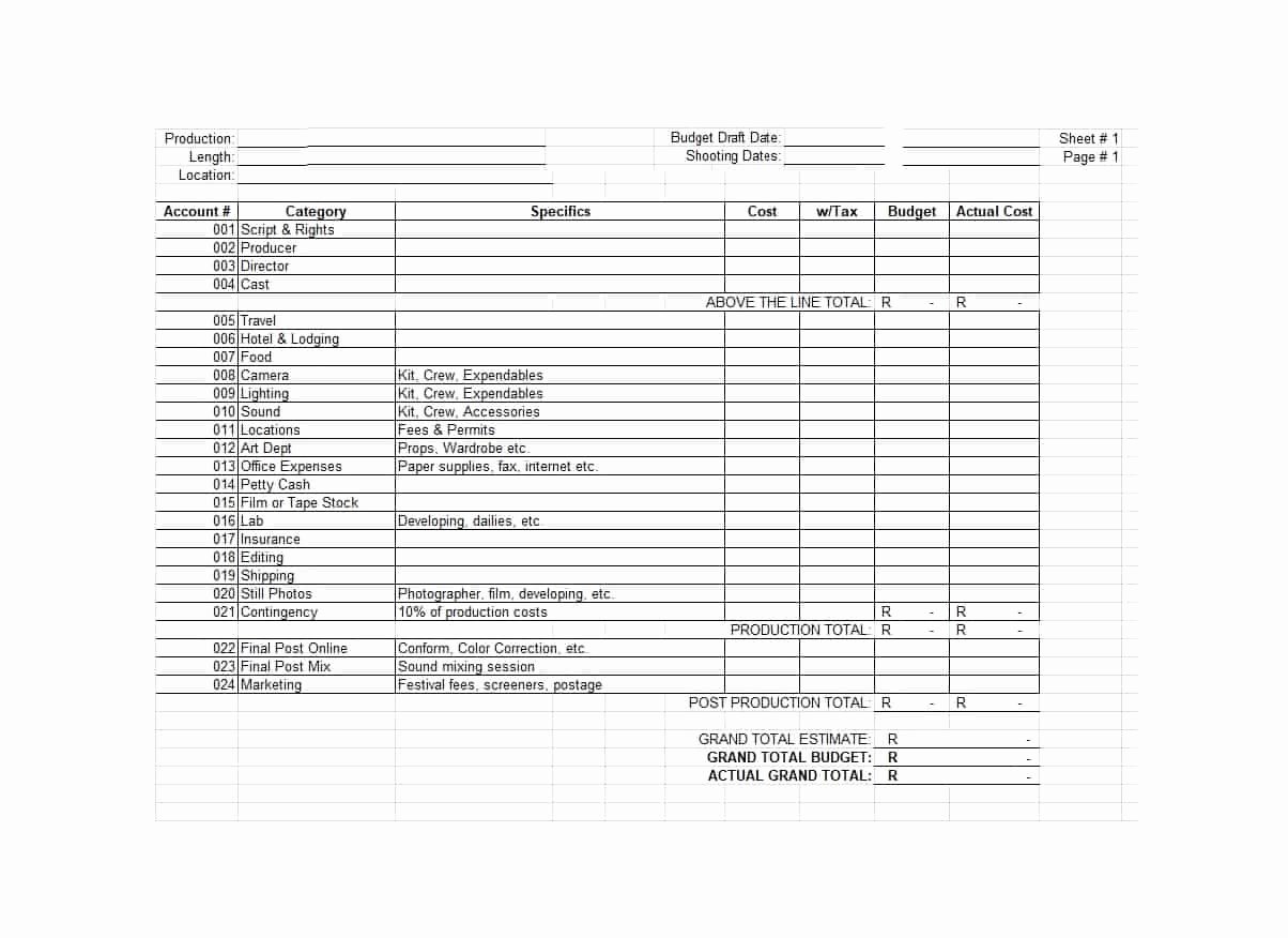 Short Film Budget Template Fresh 33 Free Bud Templates Excel Word Template Lab