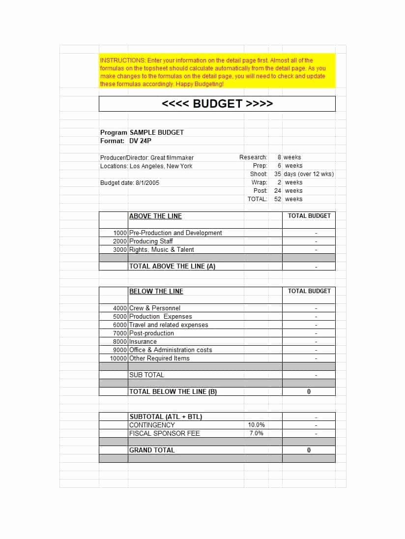 Short Film Budget Template Lovely 33 Free Bud Templates Excel Word Template Lab