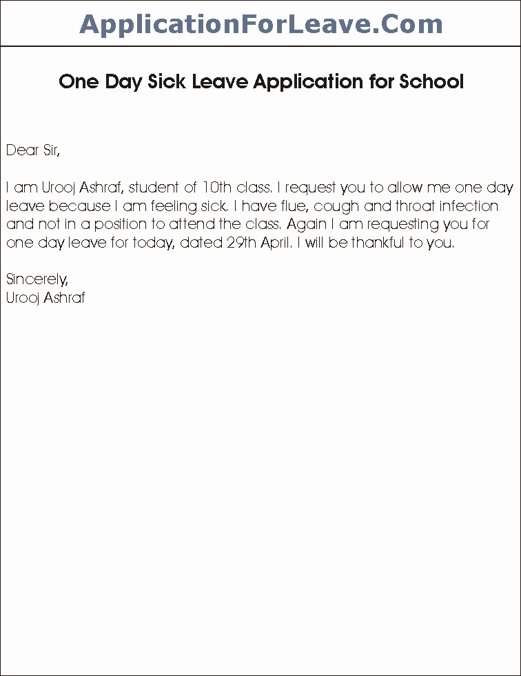 Sick Note for School Example Unique Sick Leave Application for Students