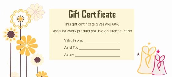 Silent Auction Gift Certificate Template Awesome Silent Auction Gift Certificate Free Sample Silent Auction T Certificates