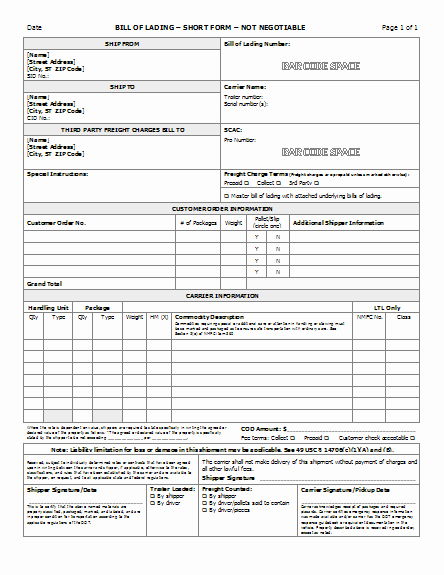 Simple Bill Of Lading Beautiful Bill Of Lading Template Fice Templates