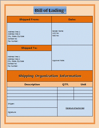 Simple Bill Of Lading Template Awesome Bill Lading Template