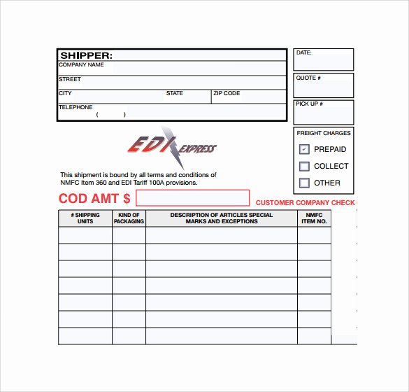 Simple Bill Of Lading Template Inspirational Sample Bill Of Lading form 9 Download Free Documents In Pdf
