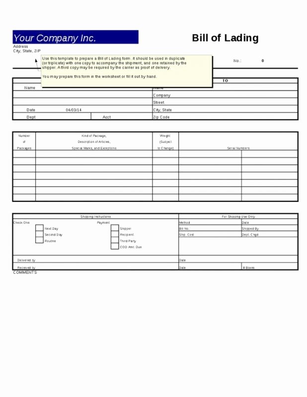 Simple Bill Of Lading Template Luxury Bill Lading Template