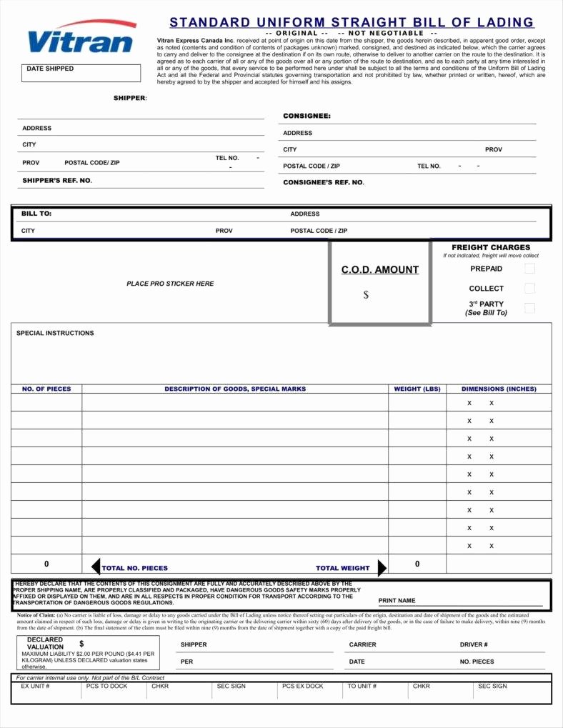 Simple Bill Of Lading Template New 29 Bill Of Lading Templates Free Word Pdf Excel format Downloads