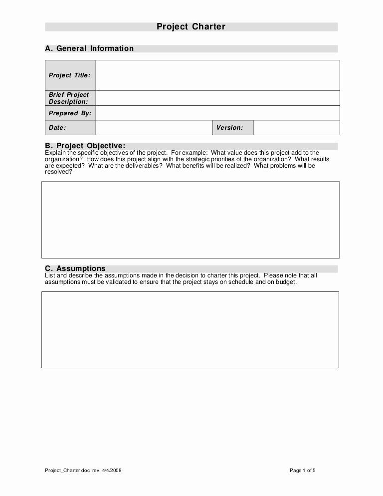 Simple Business Case Example New Project Charter Template