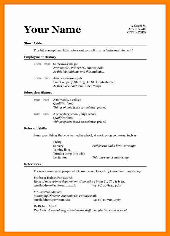 Simple Resume format for Freshers Beautiful 9 Cv format Simple