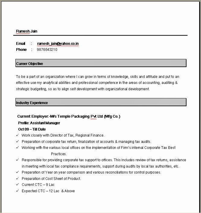 best resume format for freshers pdf