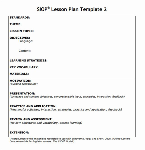 Siop Lesson Plan Template 1 Best Of Sample Siop Lesson Plan 9 Documents In Pdf Word
