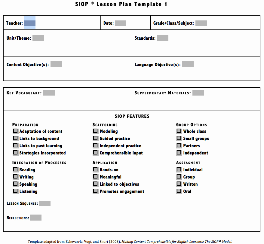 Siop Lesson Plan Template 1 Inspirational Download Siop Lesson Plan Template 1 2