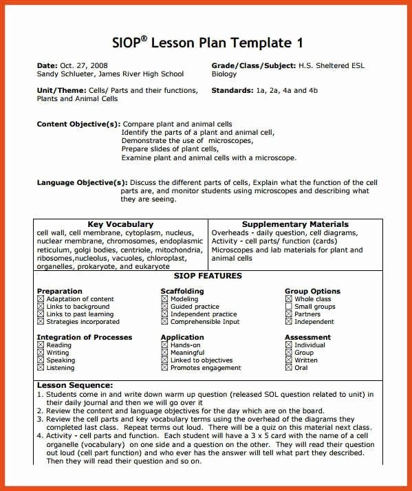 Siop Lesson Plan Template 3 Fresh Image Result for Siop Lesson Plan Curriculum &amp; Instruction