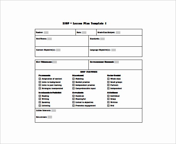 Siop Model Lesson Plan Template Elegant 10 Siop Lesson Plan Templates Doc Excel Pdf