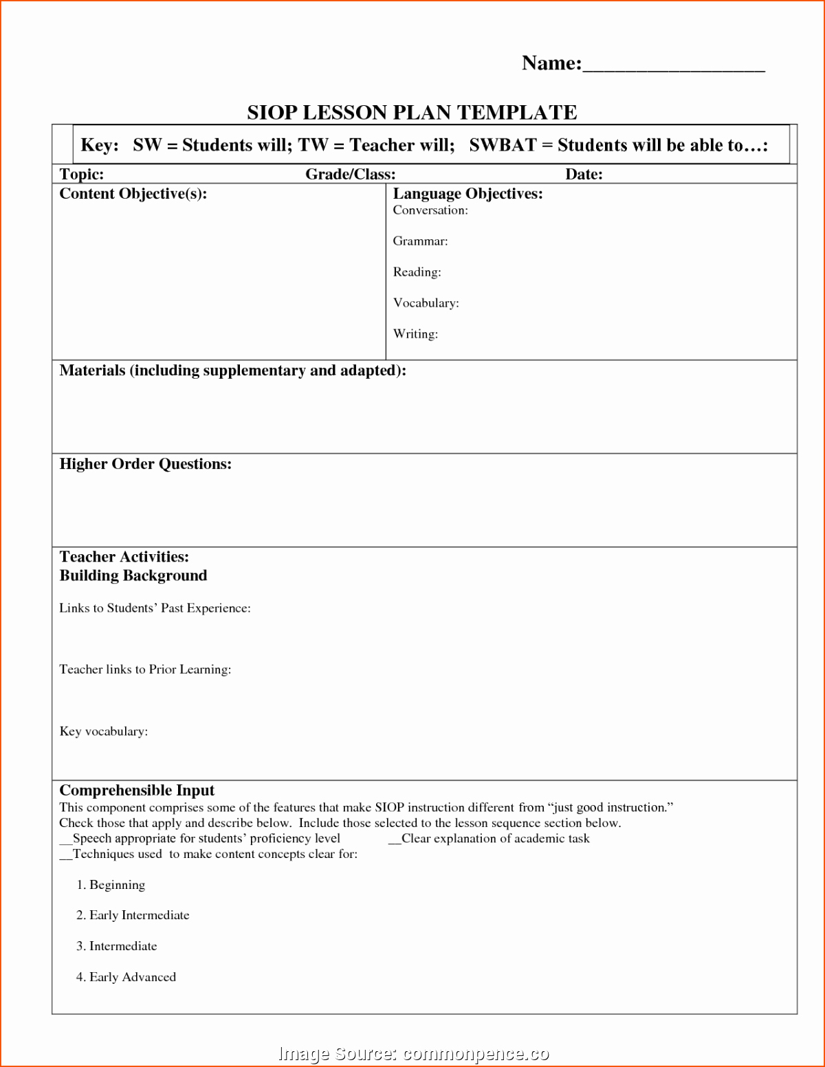 Siop Model Lesson Plan Template Inspirational Valuable Siop Lesson Plan Template 2 Pearson Siop Model Lesson Plan Template Monpenc