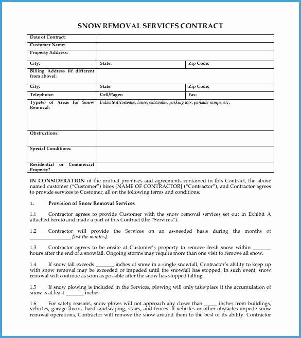 Snow Plow Contract Sample Awesome Snow Plow Contracts