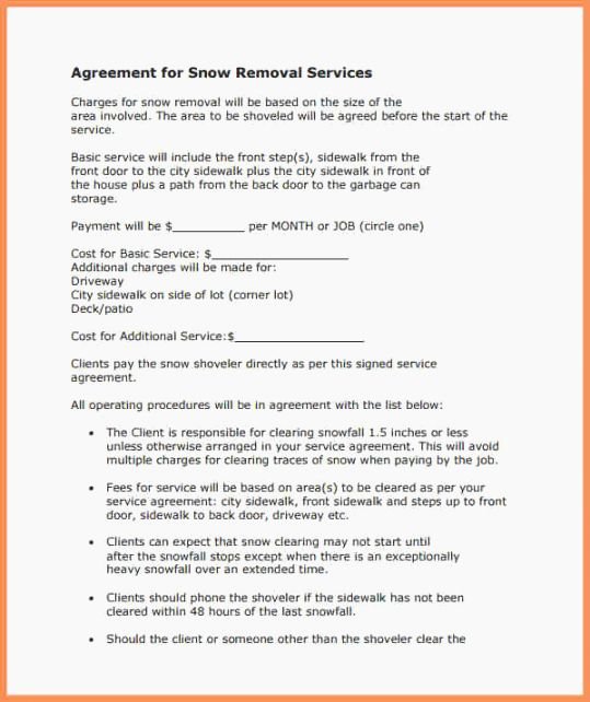 Snow Plow Contract Sample Fresh 39 Peaceful Free Printable Snow Removal Contract