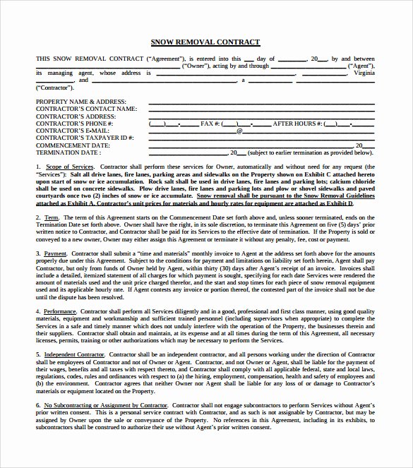Snow Removal Bid Template Beautiful Snow Plow Contract