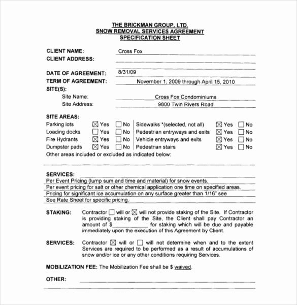 Snow Removal Bid Template Best Of Snow Removal Contract Template 1721