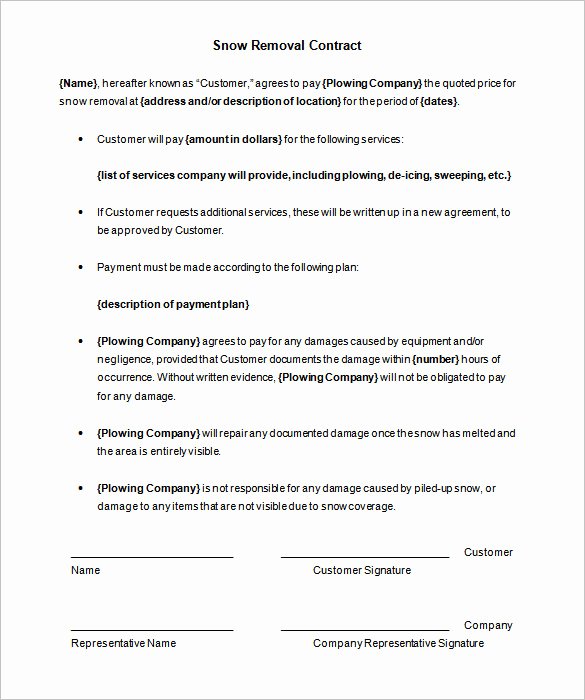 Snow Removal Contract Template Awesome 20 Snow Plowing Contract Templates Google Docs Pdf Word Apple Pages