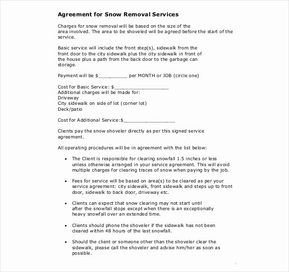 Snow Removal Contract Template Elegant 20 Snow Plowing Contract Templates Google Docs Pdf Word Apple Pages
