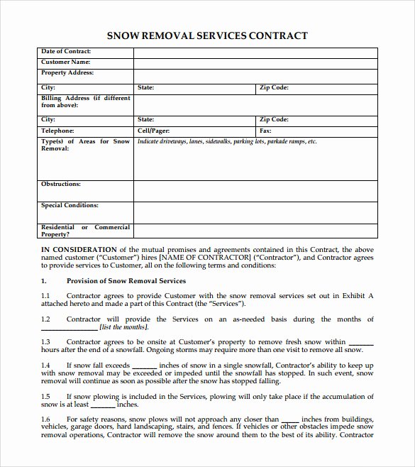 Snow Removal Contract Template Fresh Snow Removal Contract Templates – Emmamcintyrephotography