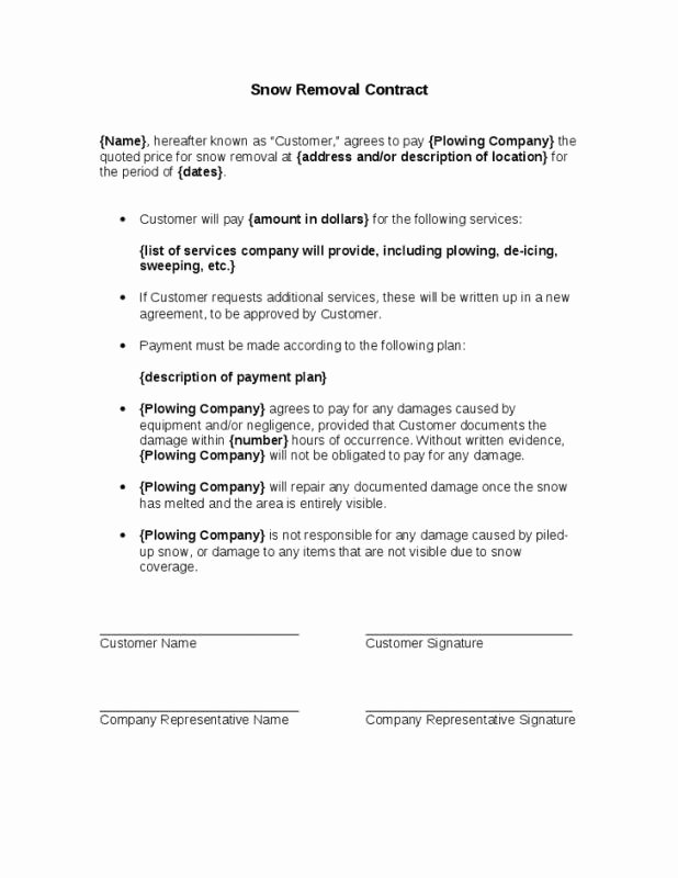 Snow Removal Contract Template Inspirational Snow Removal Contract