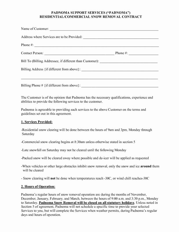 Snow Removal Contract Templates Elegant Snow Plowing Contracts