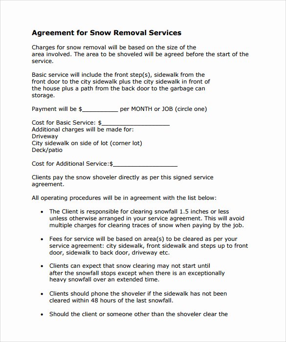 Snow Removal Contract Templates Unique Snow Plowing Contracts