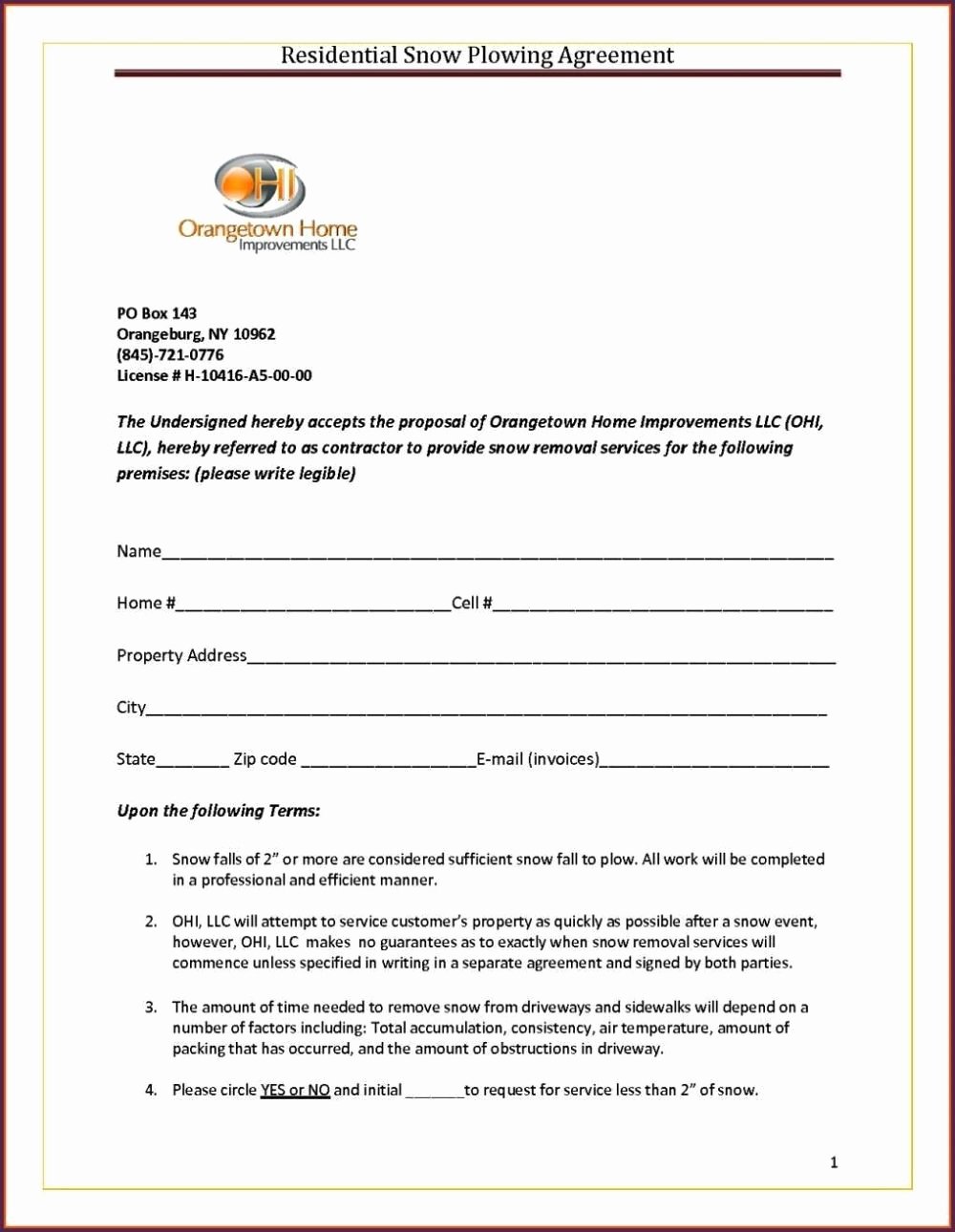 Snow Removal Contracts Template Luxury Snow Removal Contract Template 1721