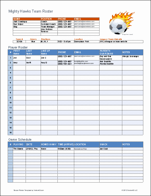 Soccer Score Sheet Template Lovely soccer Roster Template for Excel