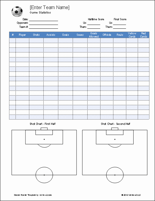 Soccer Score Sheet Template New soccer Roster Template for Excel