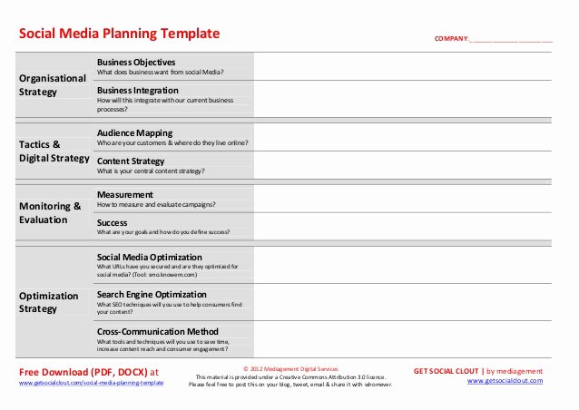 Social Media Strategy Template Pdf Best Of social Media Planning Template