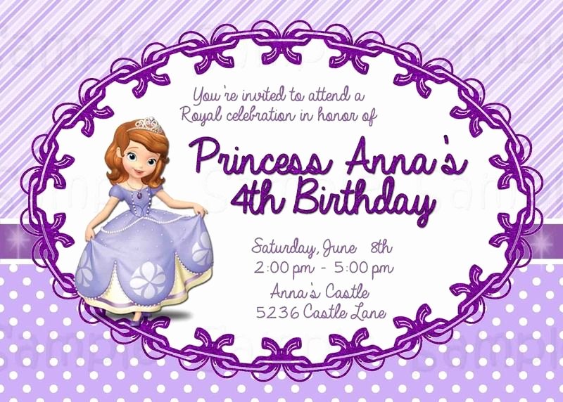 Sofia the First Invitation Templates Elegant Custom Printable sofia the First Invitation Birthday Princess Party Disney