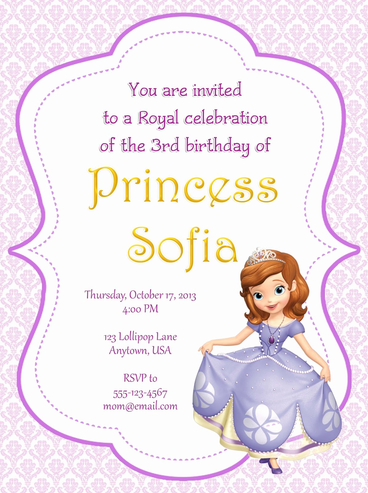 Sofia the First Invitation Templates Luxury I Make I August 2013