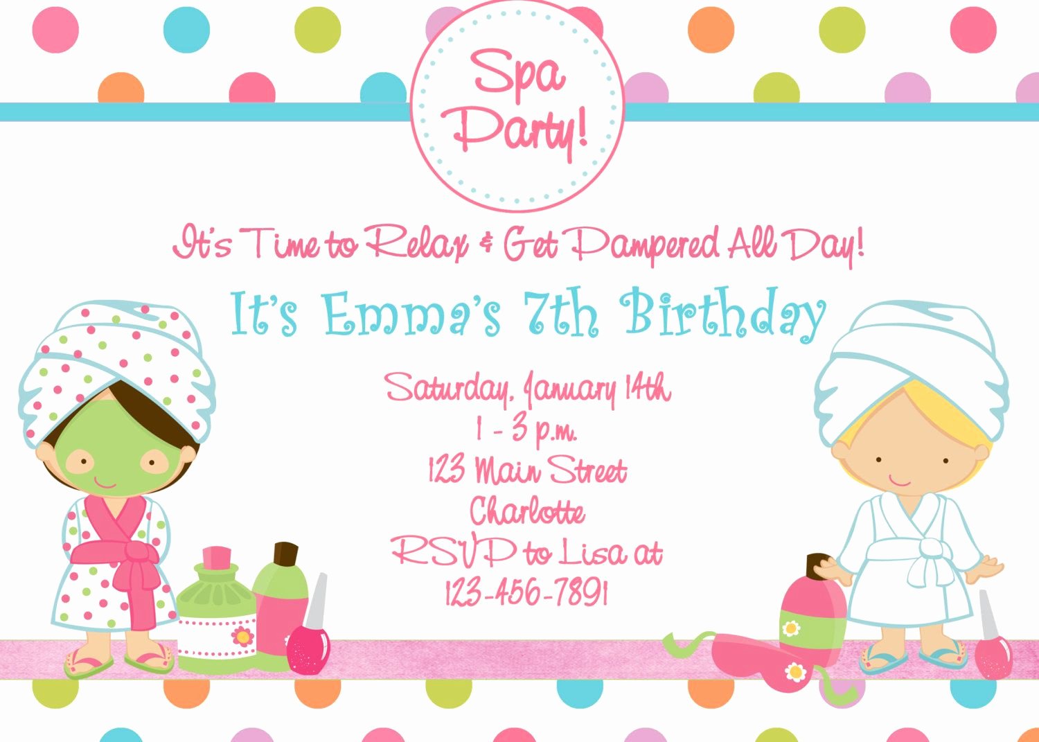 Spa Birthday Party Invitations Luxury Free Printable Spa Birthday Party Invitations Spa at Home