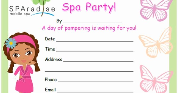 Spa Party Invite Template Awesome Free Printable Spa Party Invitation by Sparadise Mobile Spa Spa Party Printables