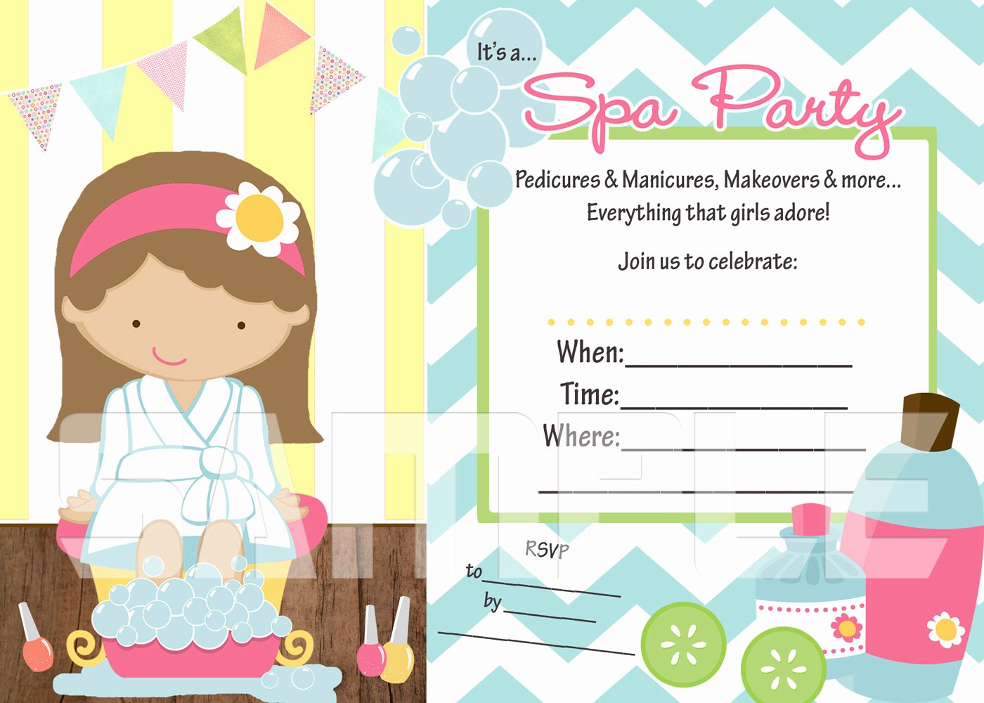 Spa Party Invite Template Beautiful Fill In the Blank Spa Party Printable Invitation by Lilbeansprout