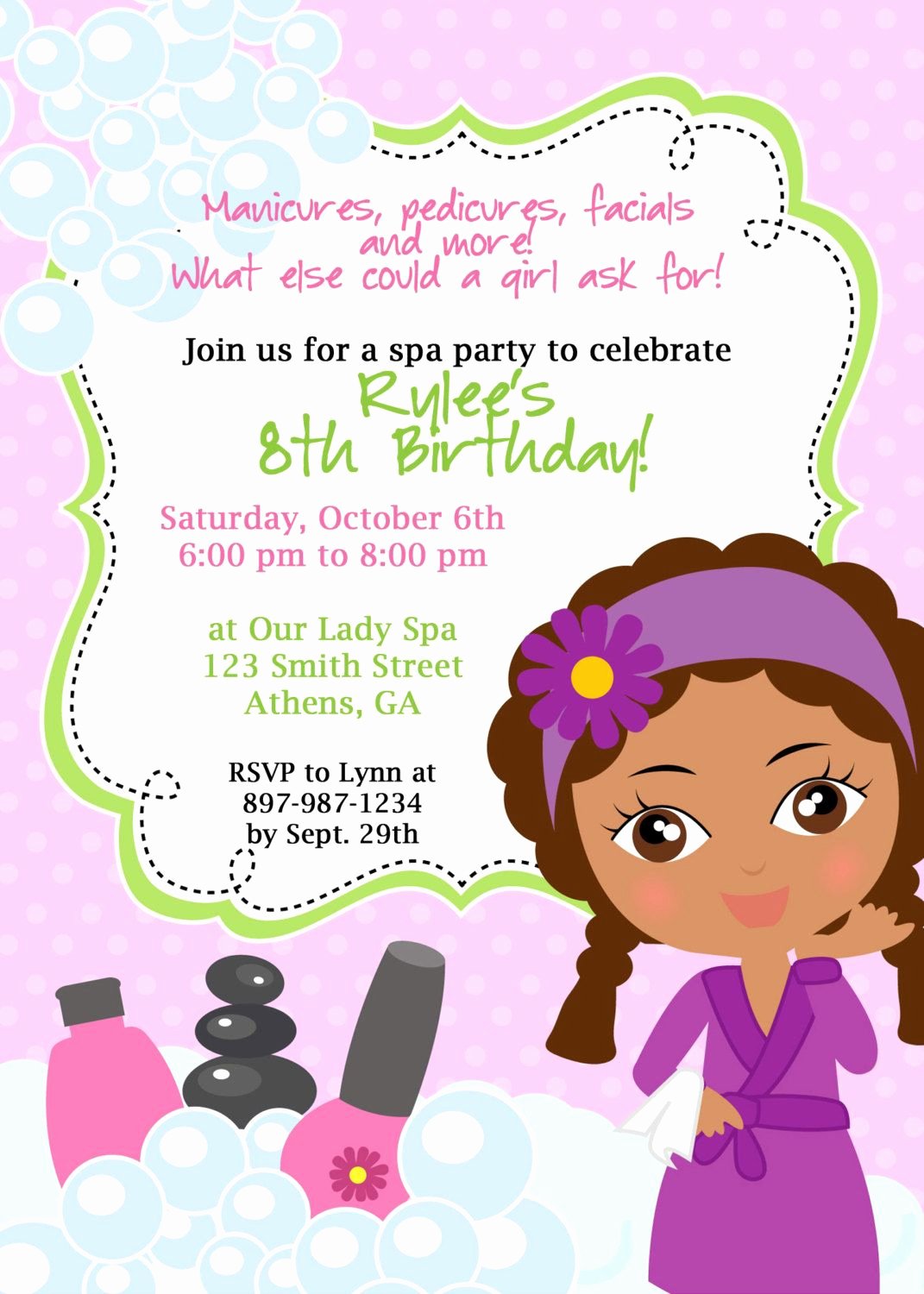 Spa Party Invite Template Beautiful Printable African American Spa Birthday Party Invitation – Invitation Templates &amp; Samples