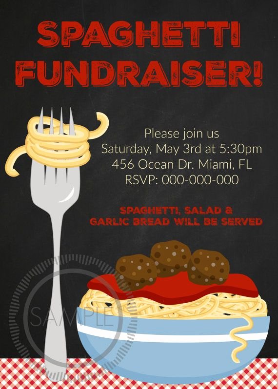 Spaghetti Dinner Fundraiser Flyer Template Best Of Spaghetti Dinner Fundraiser Potluck Birthday Party Invitation
