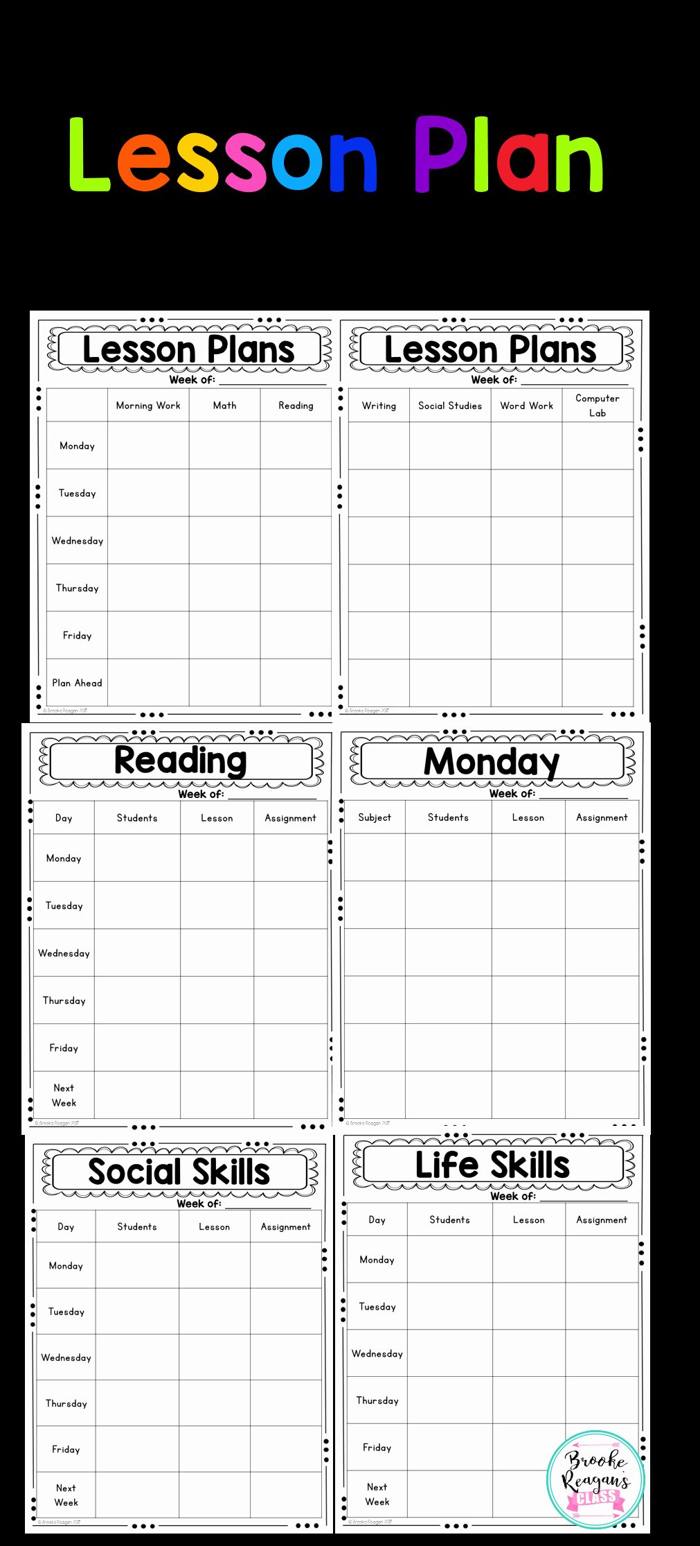Special Ed Lesson Plan Templates Awesome Editable Lesson Plan Templates Special Education Back to School