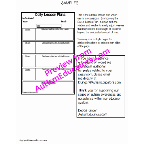 Special Ed Lesson Plan Templates Fresh No Frills Editable forms with Lesson Plans and Schedule Templates for Special Education and Autism