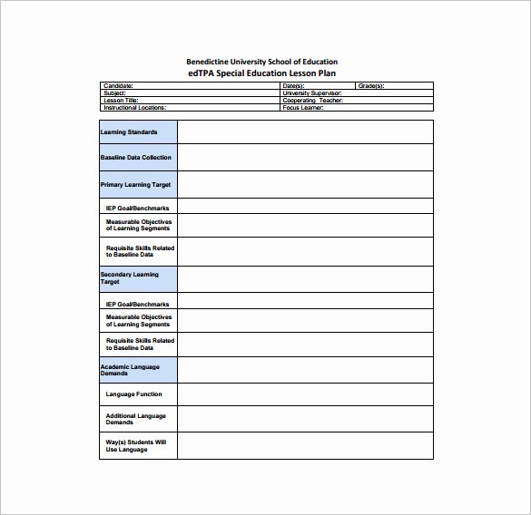 Special Education Lesson Plan Template Luxury Teacher Lesson Plan Template 8 Free Sample Example format Download