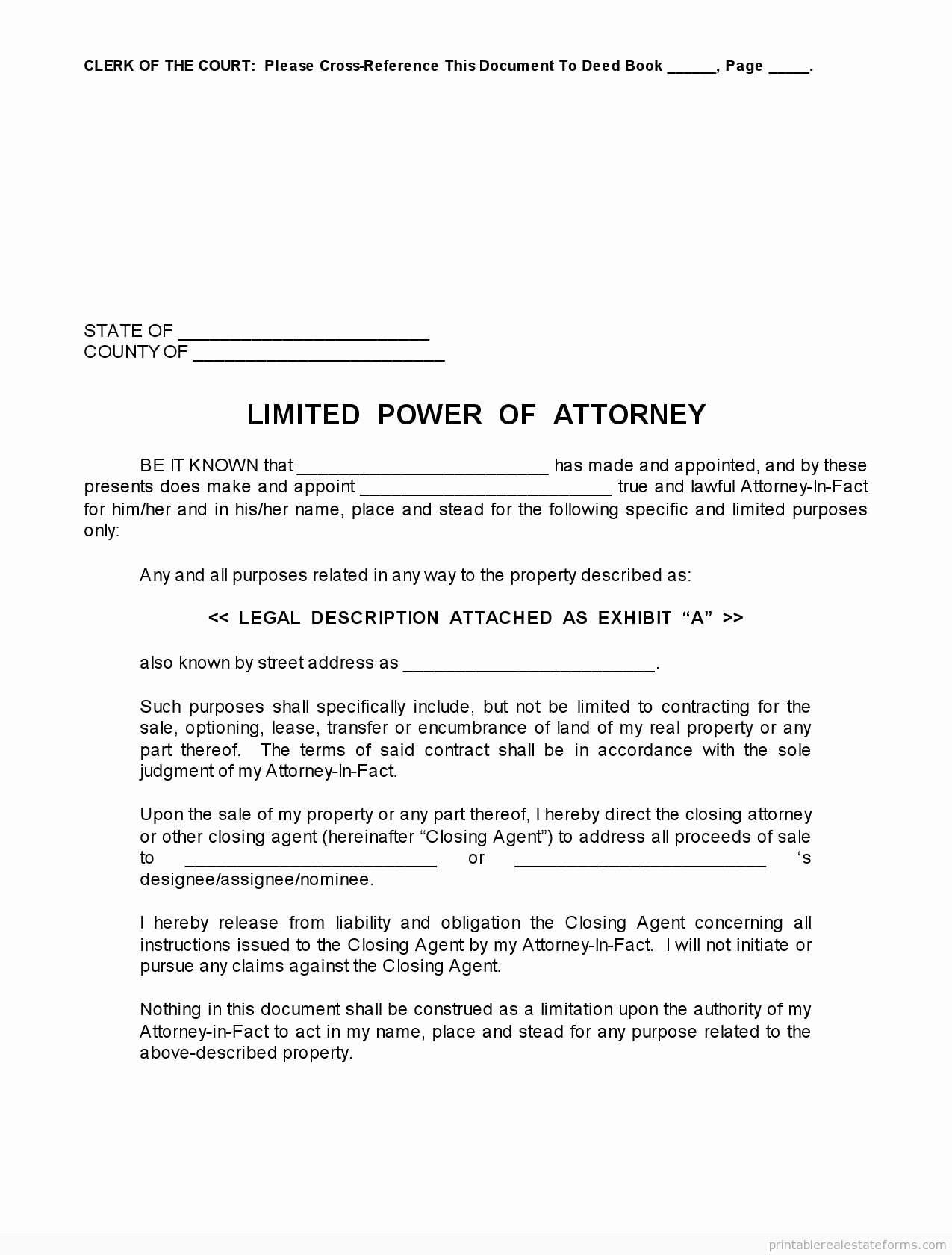 Special Power Of attorney Sample Awesome Sample Printable Limited Power Of attorney form Printable Real Estate forms 2014