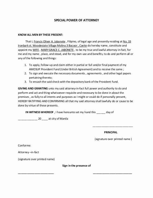 Special Power Of attorney Sample Unique Printable Sample Power attorney Template form Real Estate forms In 2019