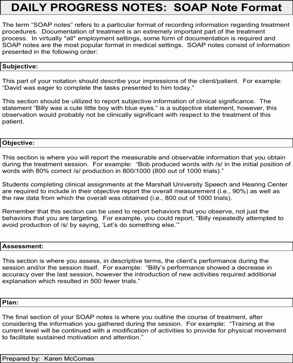 Speech therapy Progress Notes Template Fresh Download soap Note format Template for Free formtemplate