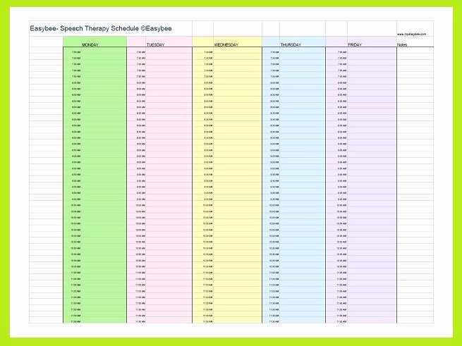 Speech therapy Schedule Template Beautiful Schedule Template Speech therapy Pinterest