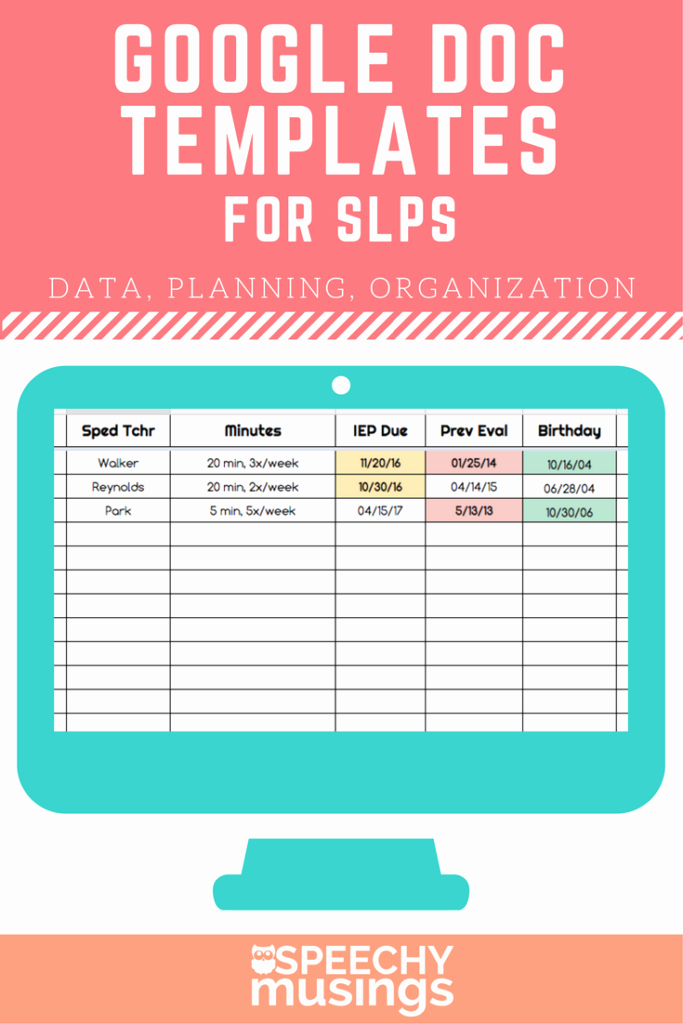 Speech therapy Schedule Template Luxury Google Sheets Templates for Slps organization Data Collection Caseload Management Speechy