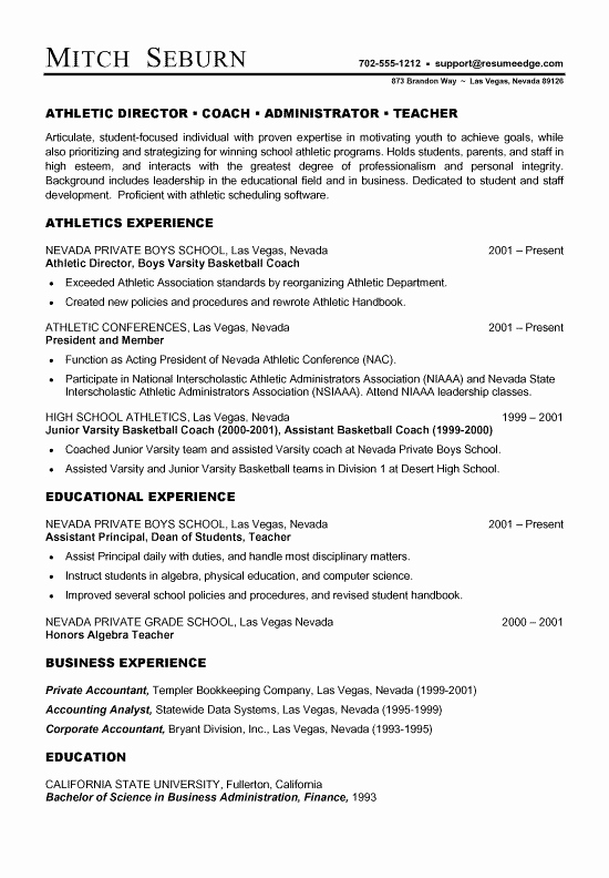 Sports Resume for Coaching Beautiful Coach Resume Example Sample