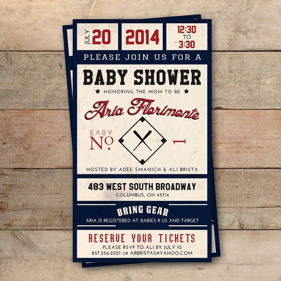 Sports Ticket Invitation Template Free Inspirational Vintage Baseball Ticket Baby Shower Invitation Personalized
